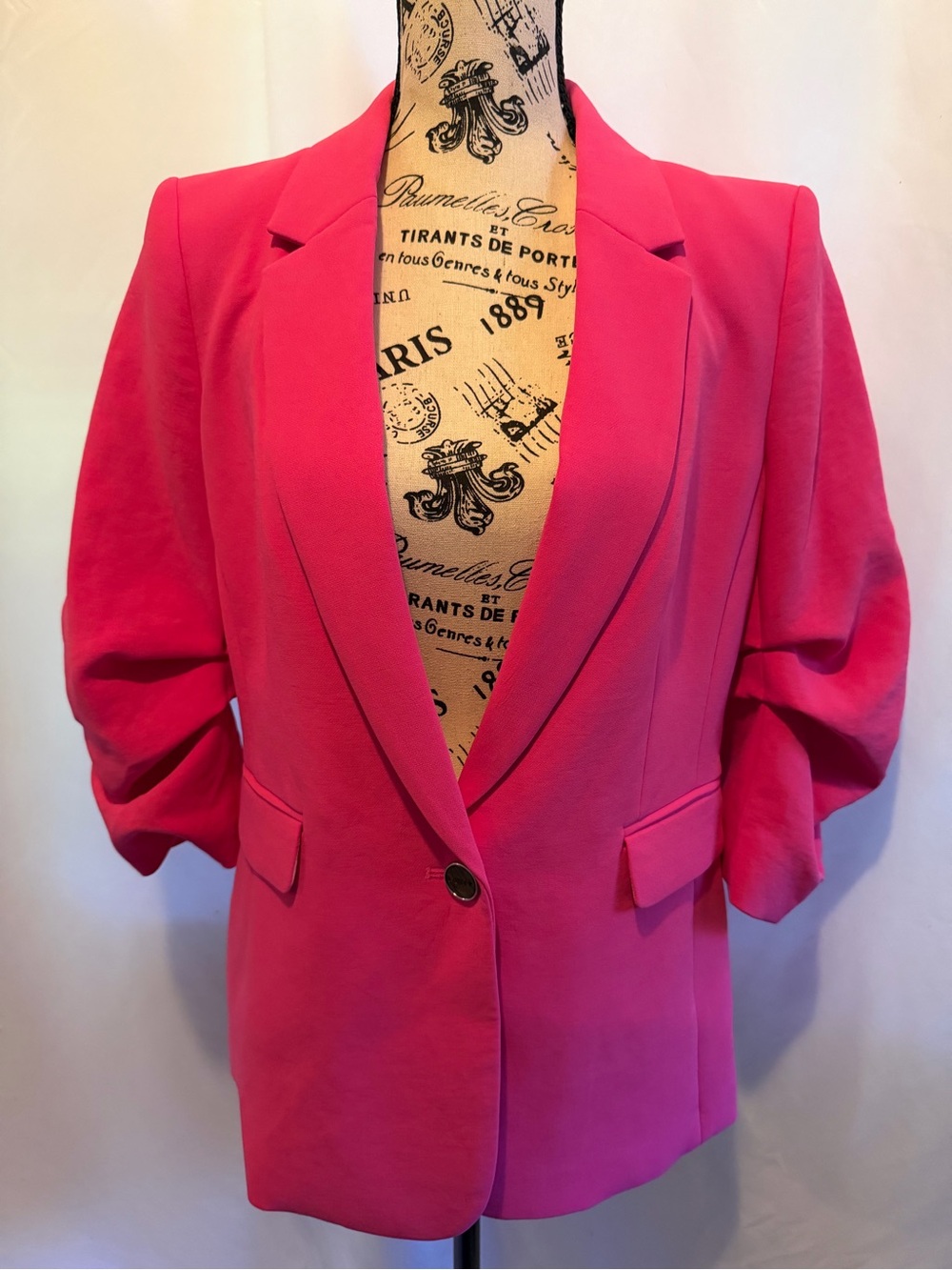 DKNY Bright Pink Single-Button Blazer